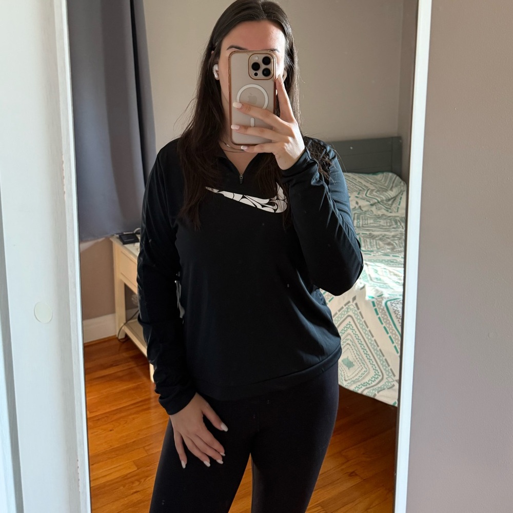 Nike Women's Black Thin Sweatshirt with White Logo